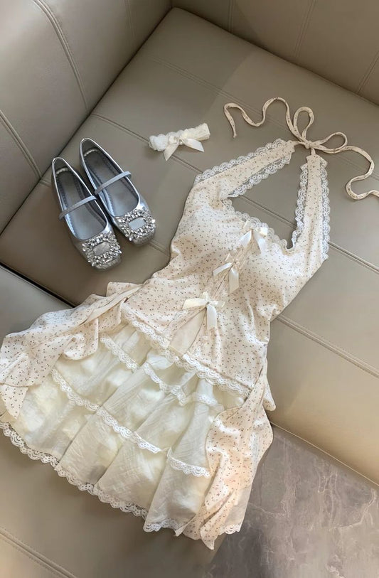 Cute A Line Halter Satin Lace Short Prom Dress,Homecoming Dress,Birthday Dress GG3368