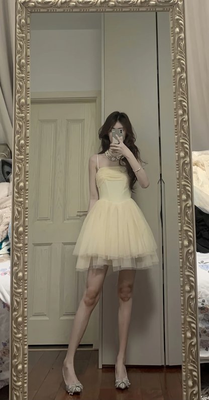 Cute A Line Strapless Chiffon Tulle Short Prom Dress,Homecoming Dress,Birthday Dress GG3369