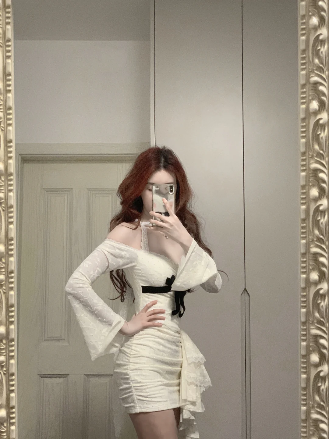 Sexy Mermaid Off The Shoulder Satin Lace Long Sleeves Short Prom Dress,Homecoming Dress,Birthday Dress GG3376