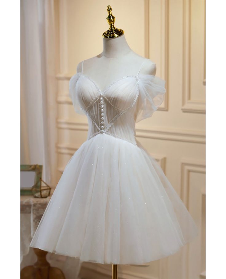 Pretty A Line Spaghetti Straps Tulle Short Prom Dress,Homecoming Dress,Birthday Dress GG3383