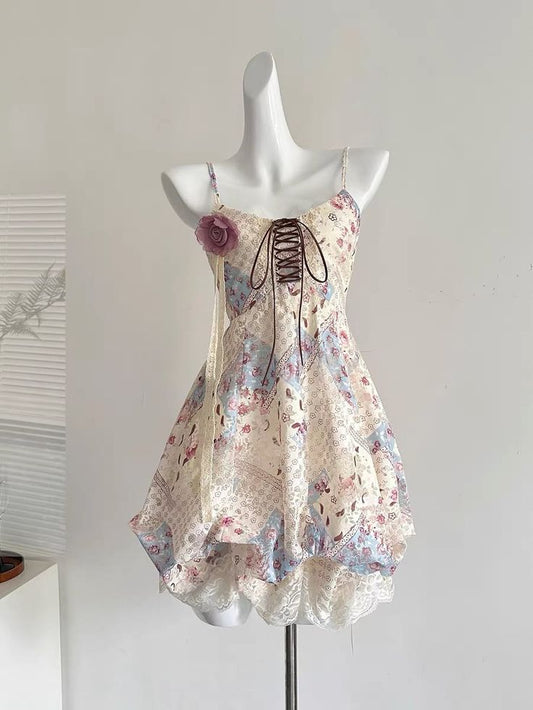 Unique A Line Spaghetti Straps Chiffon Printed Lace Short Prom Dress,Homecoming Dress,Birthday Dress GG3390