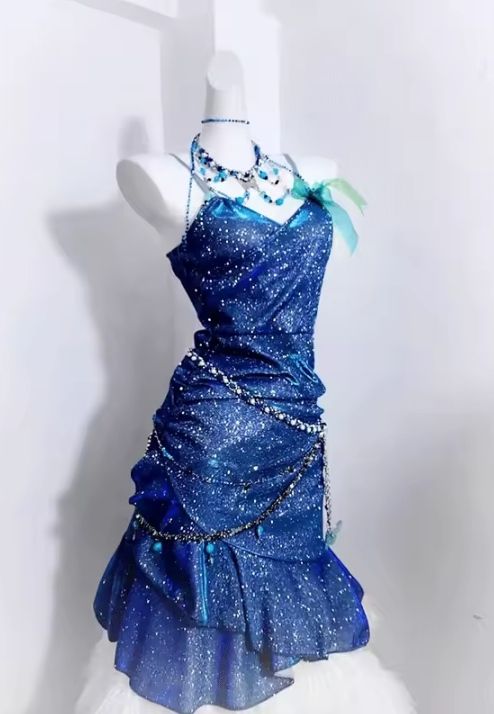 Glitter Mermaid Spaghetti Straps Satin Sequin Short Prom Dress,Homecoming Dress,Birthday Dress GG3419