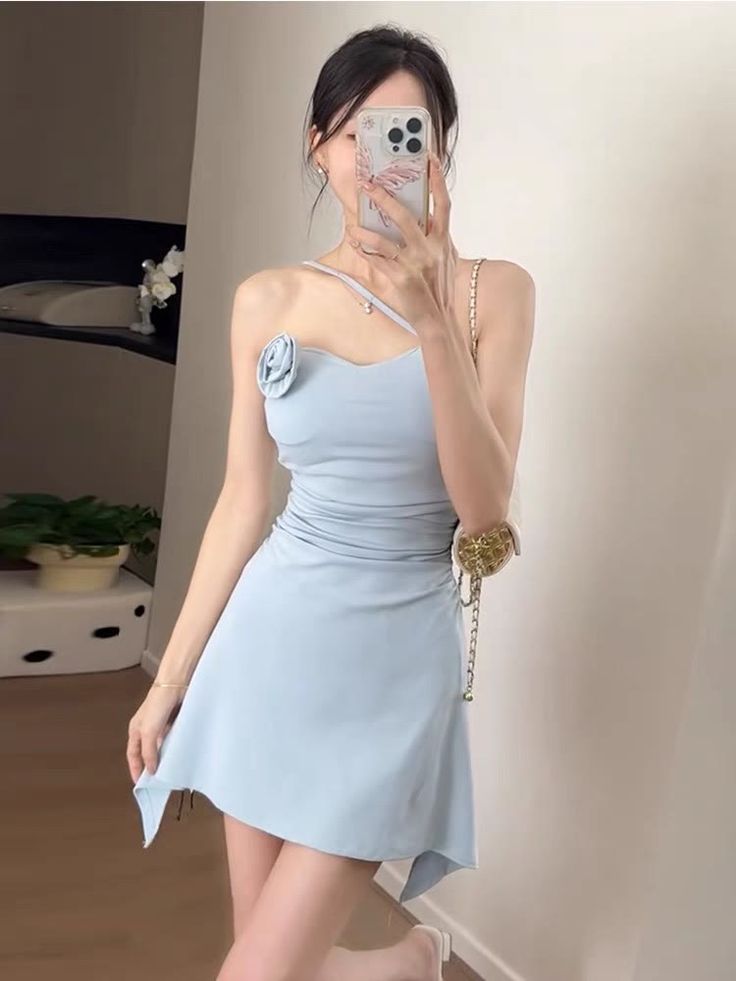 Pale Blue A Line Strapless Satin Short Prom Dress,Homecoming Dress,Birthday Dress GG3436