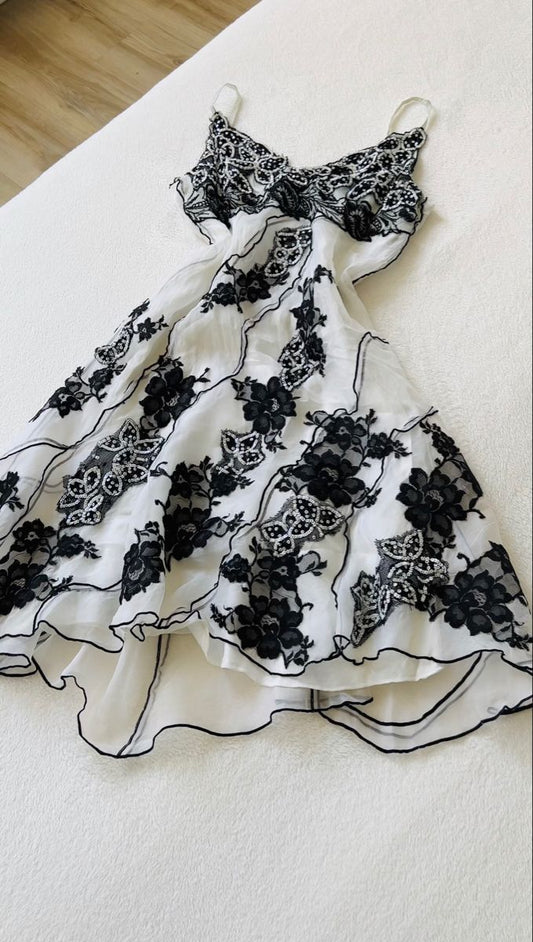 Vintage A Line Spaghetti Straps Chiffon Applique Short Prom Dress,Homecoming Dress,Birthday Dress GG3438