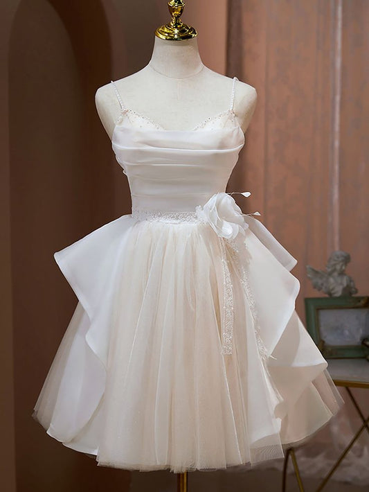 Cute A Line Spaghetti Straps Chiffon Tulle Short Prom Dress,Homecoming Dress,Birthday Dress GG3467