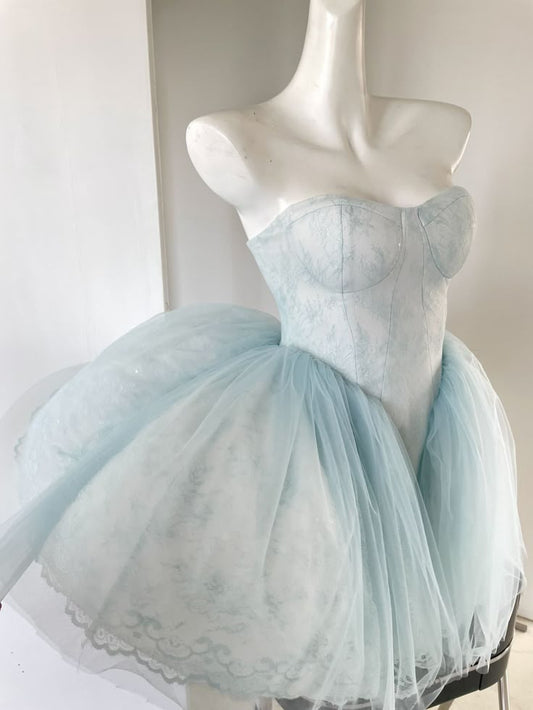 Princess Ball Gown Strapless Satin Tulle Short Prom Dress,Homecoming Dress,Birthday Dress GG3469