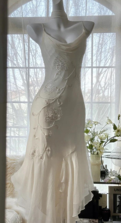 Elegant Mermaid Spaghetti Straps Chiffon Beaded Short Prom Dress,Homecoming Dress,Birthday Dress GG3473