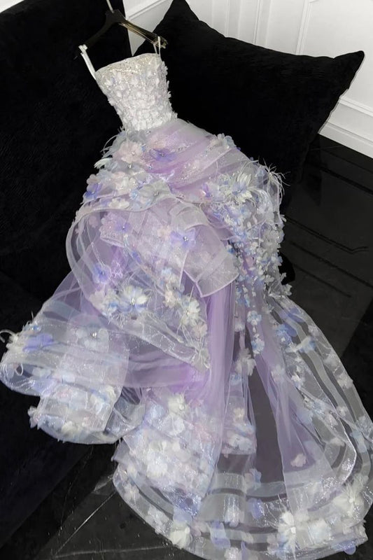 Gorgeous A Line Spaghetti Straps Satin Tulle Applique Long Prom Dress,Party Dress,Evening Dress GG3475