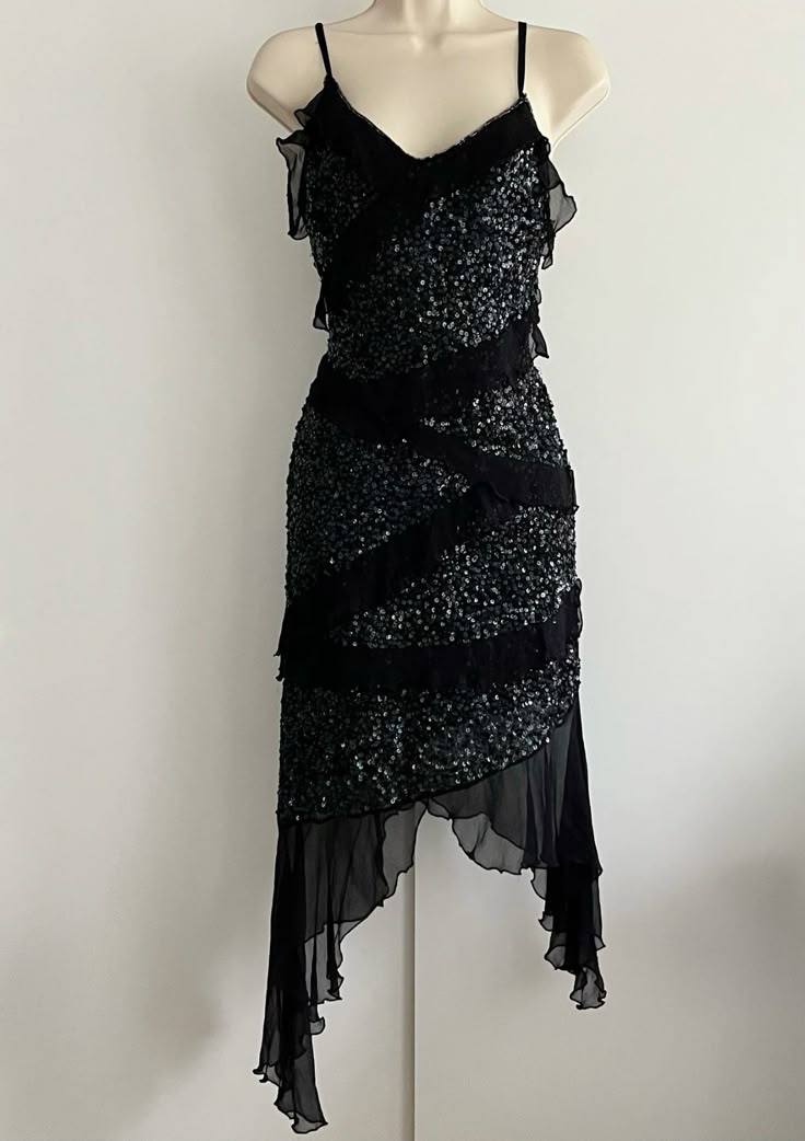 Unique Mermaid Spaghetti Straps Black Chiffon Sequin Short Prom Dress,Homecoming Dress,Birthday Dress GG3483