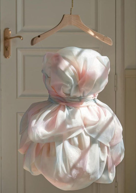 Cute A Line Strapless Colorful Chiffon Short Prom Dress,Homecoming Dress,Birthday Dress GG3487