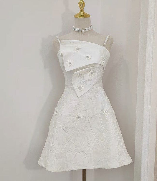 Elegant A Line Spaghetti Straps Satin Applique Short Prom Dress,Homecoming Dress,Birthday Dress GG3491