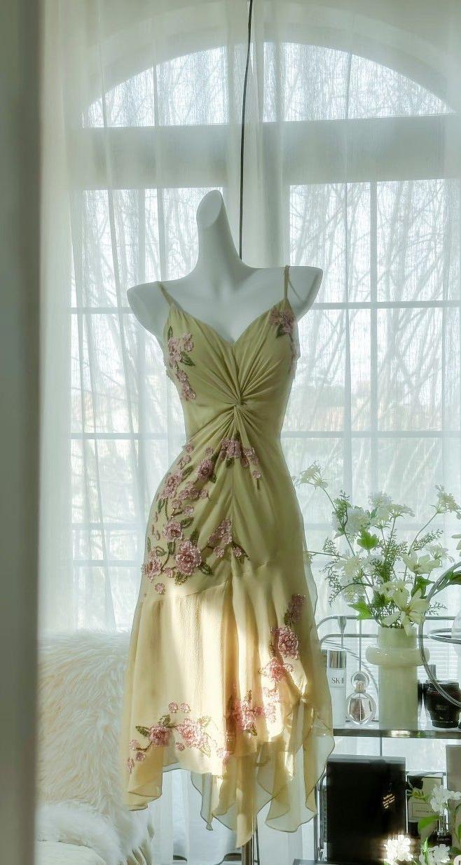 Vintage A Line Spaghetti Straps Chiffon Apllique Short Prom Dress,Homecoming Dress,Birthday Dress GG3504