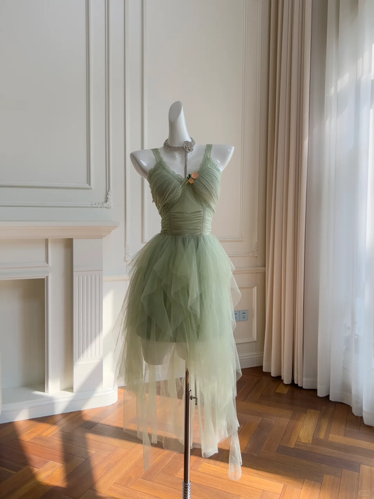 Chic A Line Spqghetti Straps Tulle Short Prom Dress,Homecoming Dress,Birthday Dress GG3511