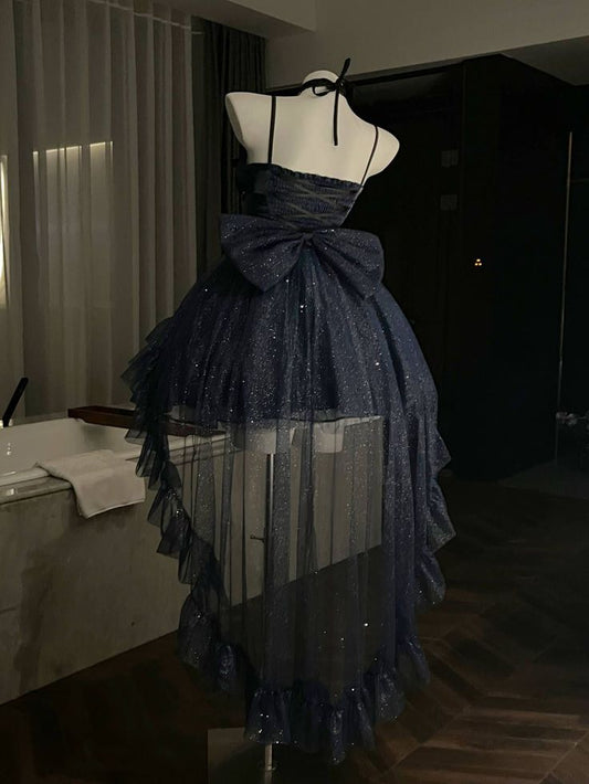 Chic Ball Gown Spaghetti Straps Satin Tulle Sequin Short Prom Dress,Homecoming Dress,Birthday Dress GG3518