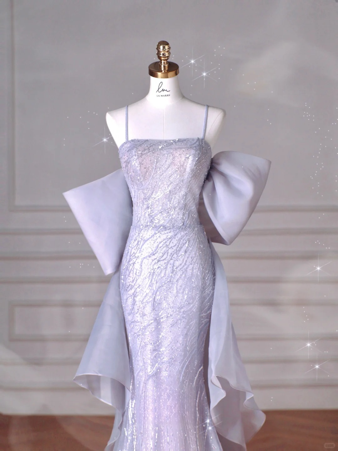 Shiny Mermaid Spaghetti Straps Lilac Tulle Sequin Back With Bow Long Prom Dress,Party Dress,Evening Dress GG3522