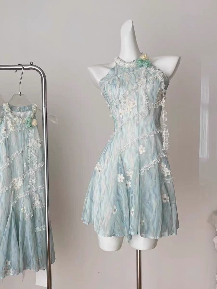 Pretty A Line Halter Chiffon Lace Floral Short Prom Dress,Homecoming Dress,Birthday Dress GG3537