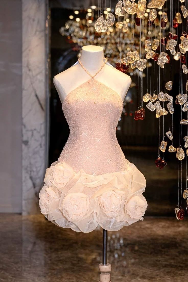 Cute Pink A Line Halter Satin Sequin Short Prom Dress,Homecoming Dress,16th Birthday Dress GG3550