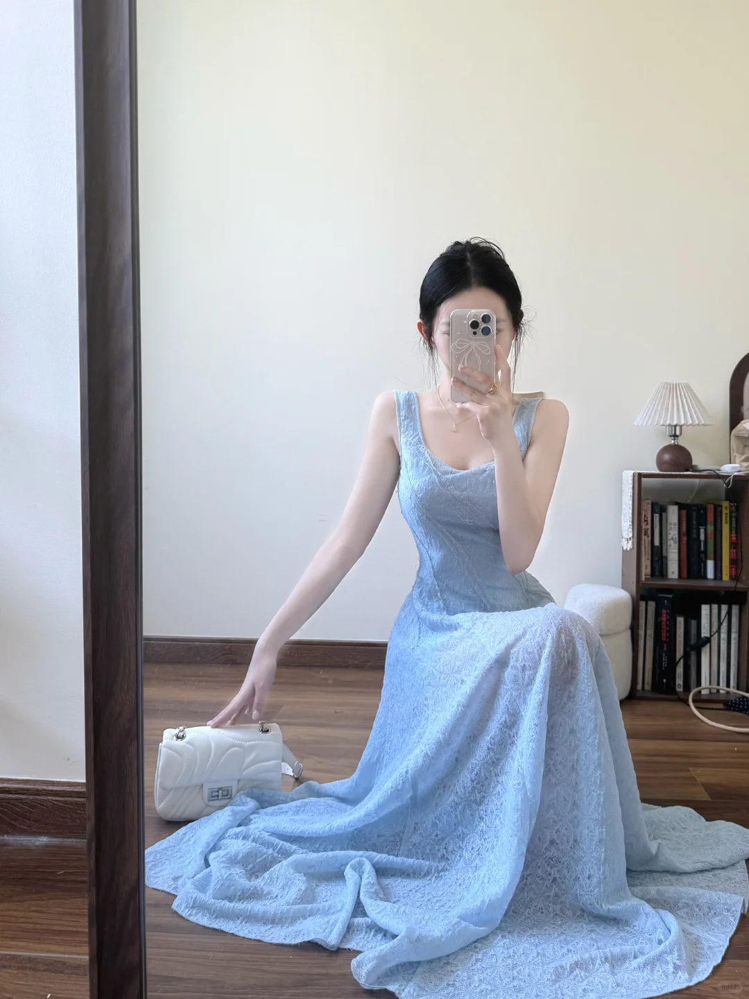 Chic Sky Blue A Line Square Satin Long Prom Dress,Party Dress,Evening Dress GG3587