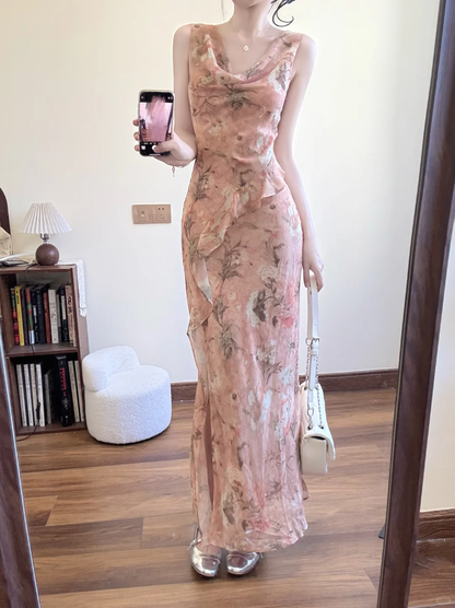 Unique Mermaid Chiffon Printed Long Prom Dress,Party Dress,Evening Dress GG3588
