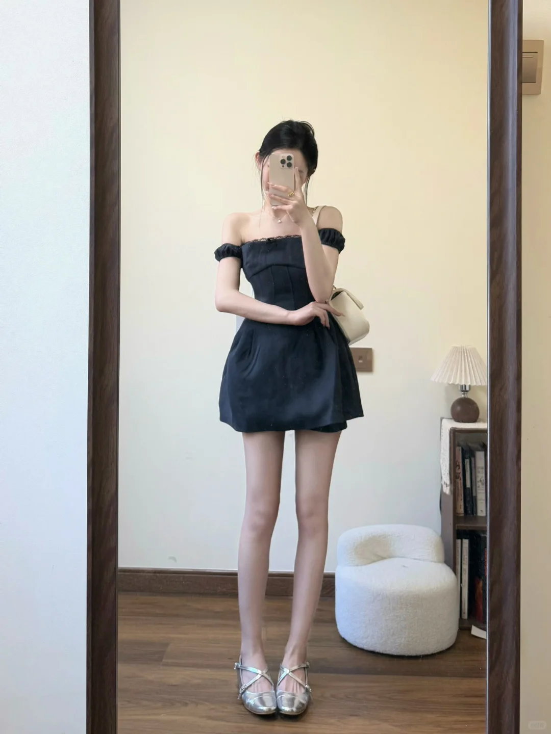 Black A Line Off The Shoulder Satin Short Prom Dress,Homecoming Dress,18th Birthday Dress GG3590