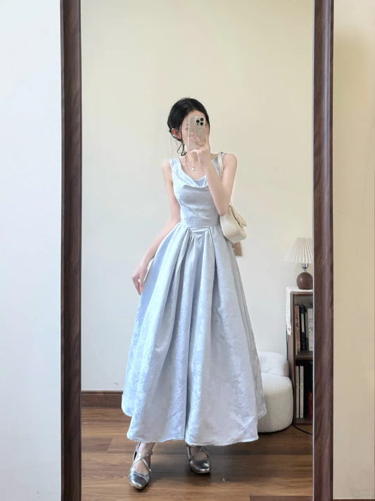 Elegant Pale Blue A Line Satin Long Prom Dress,Party Dress,Evening Dress GG3592