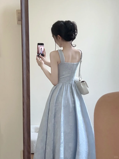 Elegant Pale Blue A Line Satin Long Prom Dress,Party Dress,Evening Dress GG3592