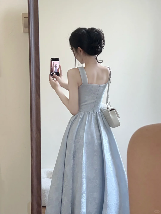 Elegant Pale Blue A Line Satin Long Prom Dress,Party Dress,Evening Dress GG3592
