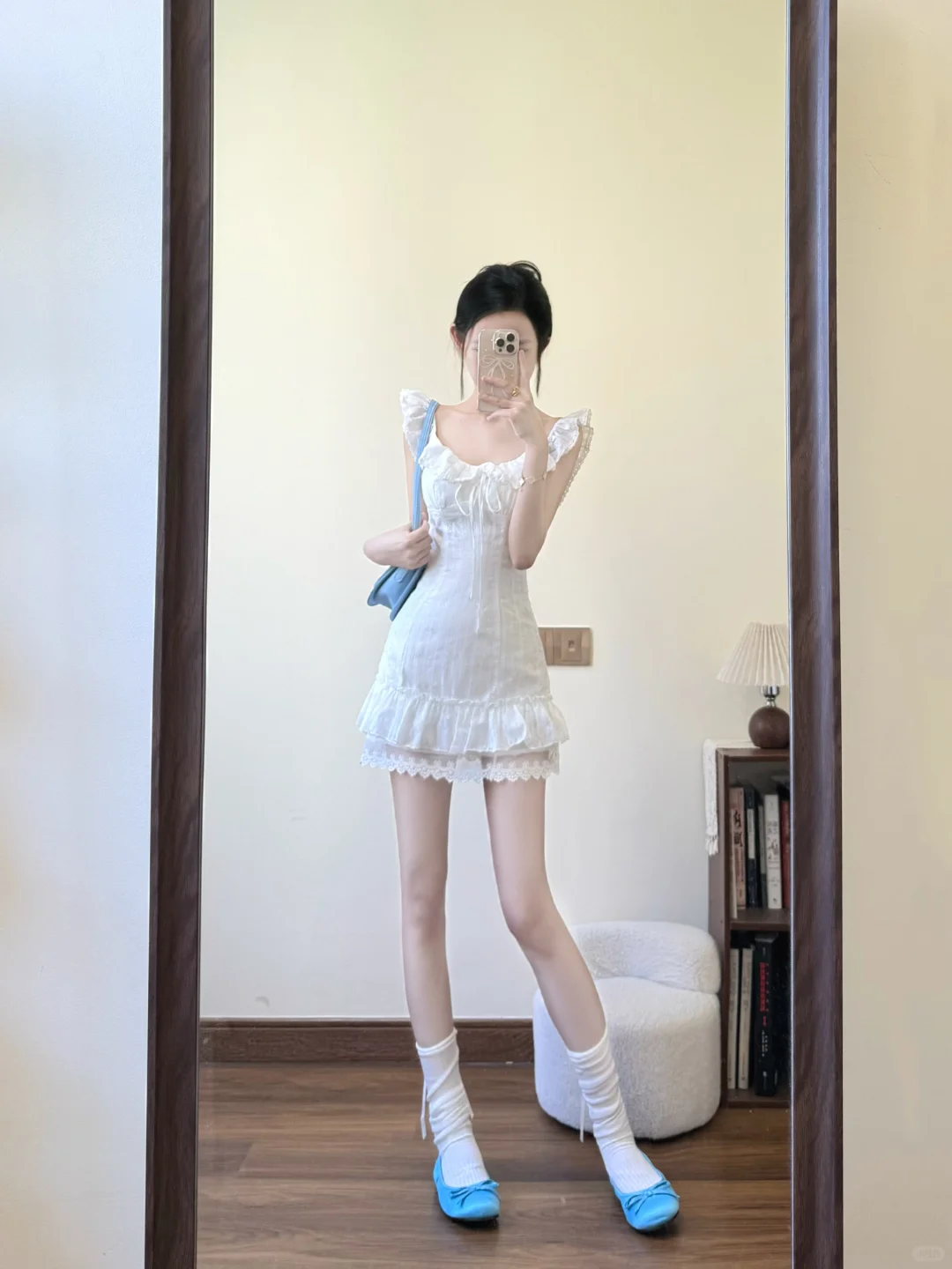 Pretty A Line U Neck White Satin Lace Short Prom Dress,Homecoming Dress,18th Birthday Dress GG3595