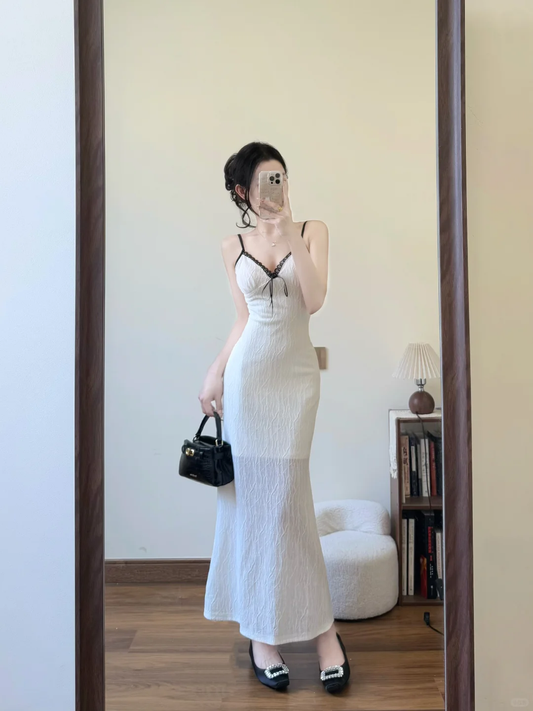 Sexy Mermaid Spaghetti Straps Satin Lace Long Prom Dress,Party Dress,Evening Dress GG3598