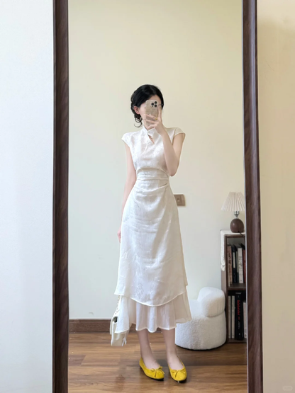 Unique A Line Mandarin Collar Satin Long Prom Dress,Party Dress,Evening Dress GG3600