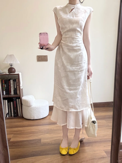 Unique A Line Mandarin Collar Satin Long Prom Dress,Party Dress,Evening Dress GG3600