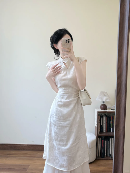 Unique A Line Mandarin Collar Satin Long Prom Dress,Party Dress,Evening Dress GG3600