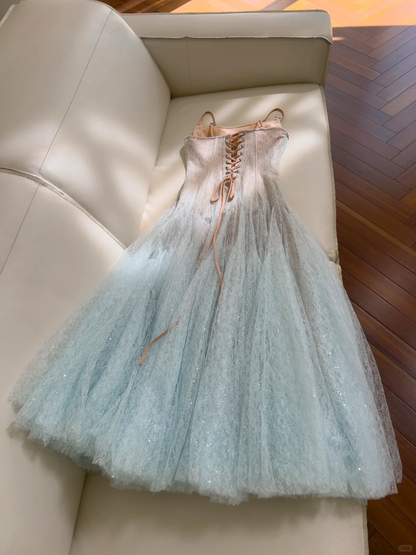 Shiny A Line Sapghetti Straps Satin Tulle Sequin Long Prom Dress,Party Dress,Evening Dress GG3607