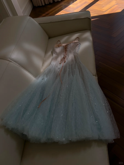 Shiny A Line Sapghetti Straps Satin Tulle Sequin Long Prom Dress,Party Dress,Evening Dress GG3607