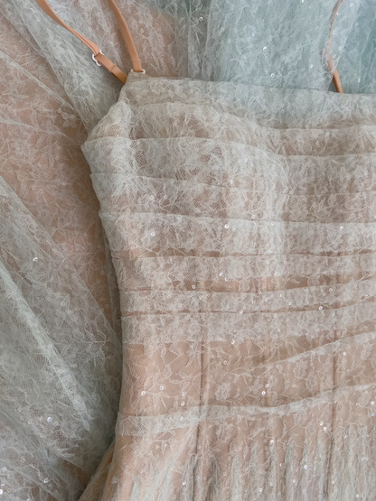 Shiny A Line Sapghetti Straps Satin Tulle Sequin Long Prom Dress,Party Dress,Evening Dress GG3607