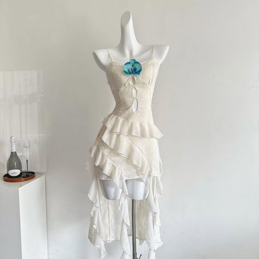 Pretty A Line Spaghetti Straps Satin Chiffon Ruffles Short Prom Dress,Homecoming Dress,18th Birthday Dress GG3614