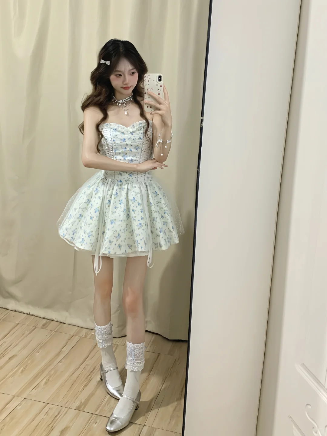 Pretty A Line Strapless Satin Printed Tulle Short Prom Dress,Homecoming Dress,16th Birthday Dress GG3631