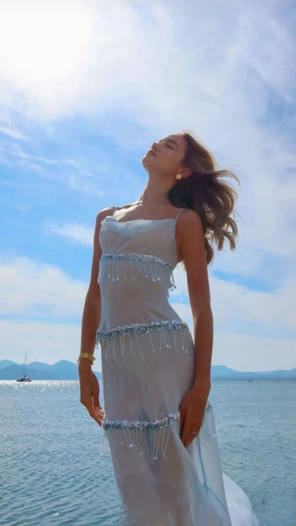 Stunning Mermaid Spaghetti Straps Chiffon Sequin Long Prom Dress,Party Dress,Evening Dress GG3644