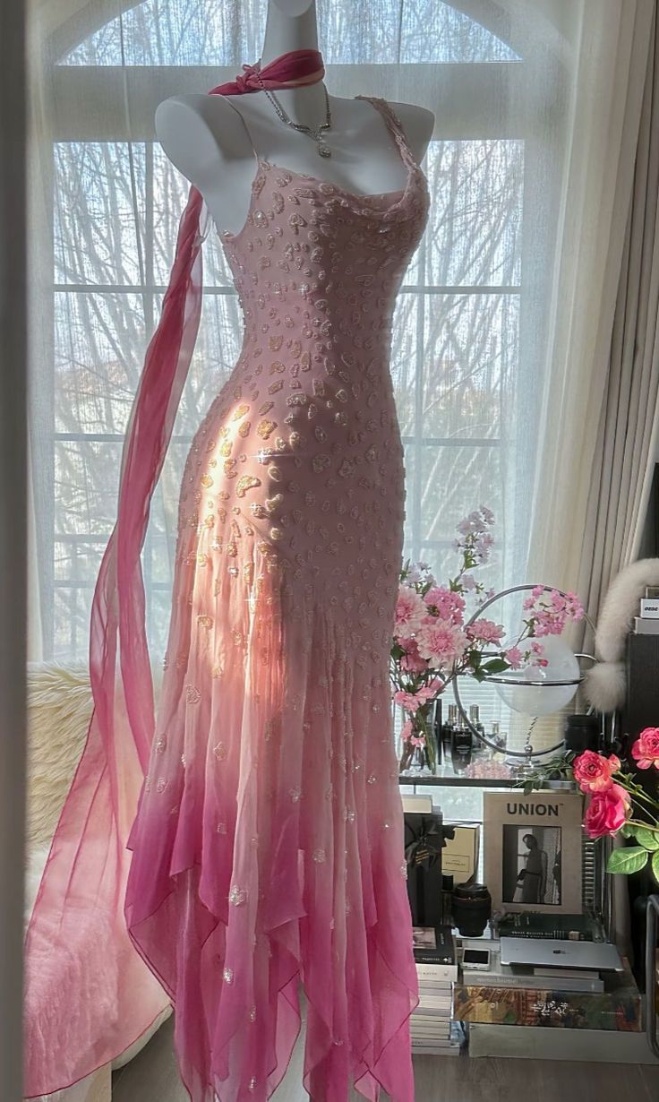 Stunning Mermaid Spaghetti Sttraps Chiffon Sequin Long Prom Dress,Party Dress,Evening Dress GG3649