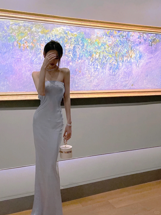 Chic Mermaid Strapless Satin Long Prom Dress,Party Dress,Evening Dress GG3659