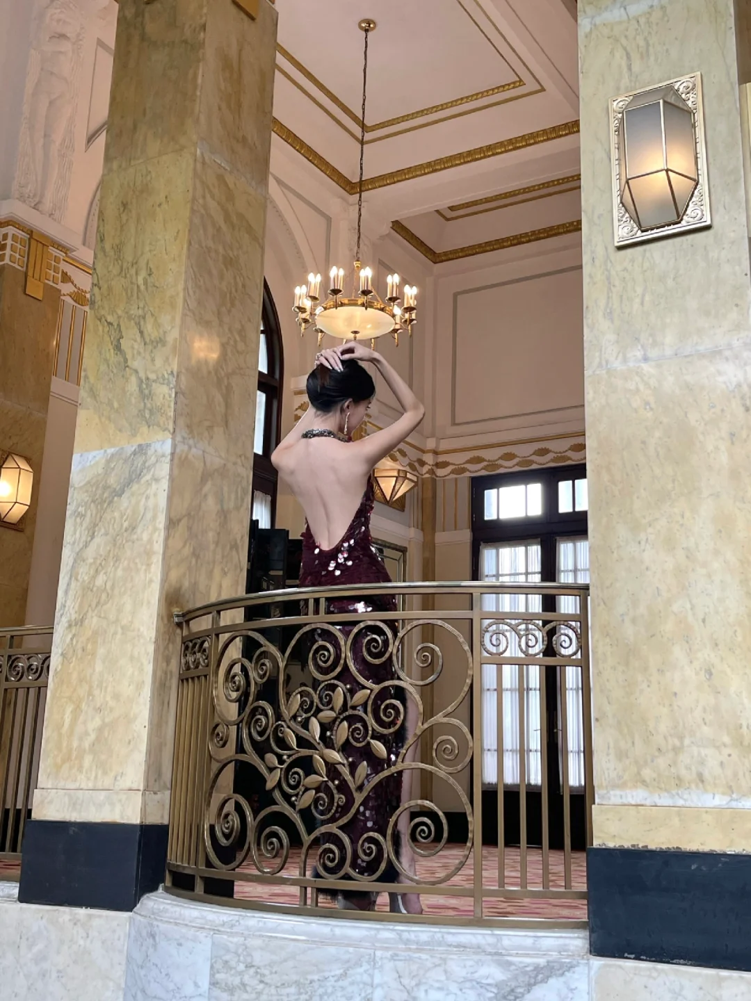 Stunning Burgundy Mermaid Halter Sequin Slit Long Prom Dress,Party Dress,Evening Dress GG3663