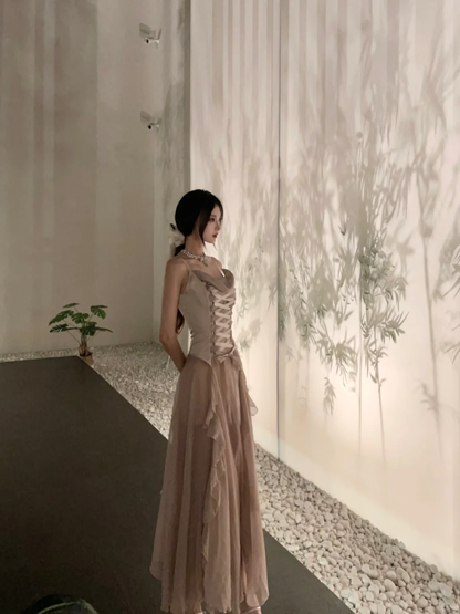 Elegant A Line Spaghetti Straps Chiffon Long Prom Dress,Party Dress,Evening Dress GG3665