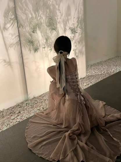 Elegant A Line Spaghetti Straps Chiffon Long Prom Dress,Party Dress,Evening Dress GG3665