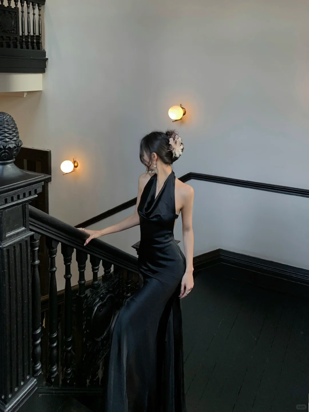 Charming Mermaid Halter Black Satin Backless Long Prom Dress,Party Dress,Evening Dress GG3666