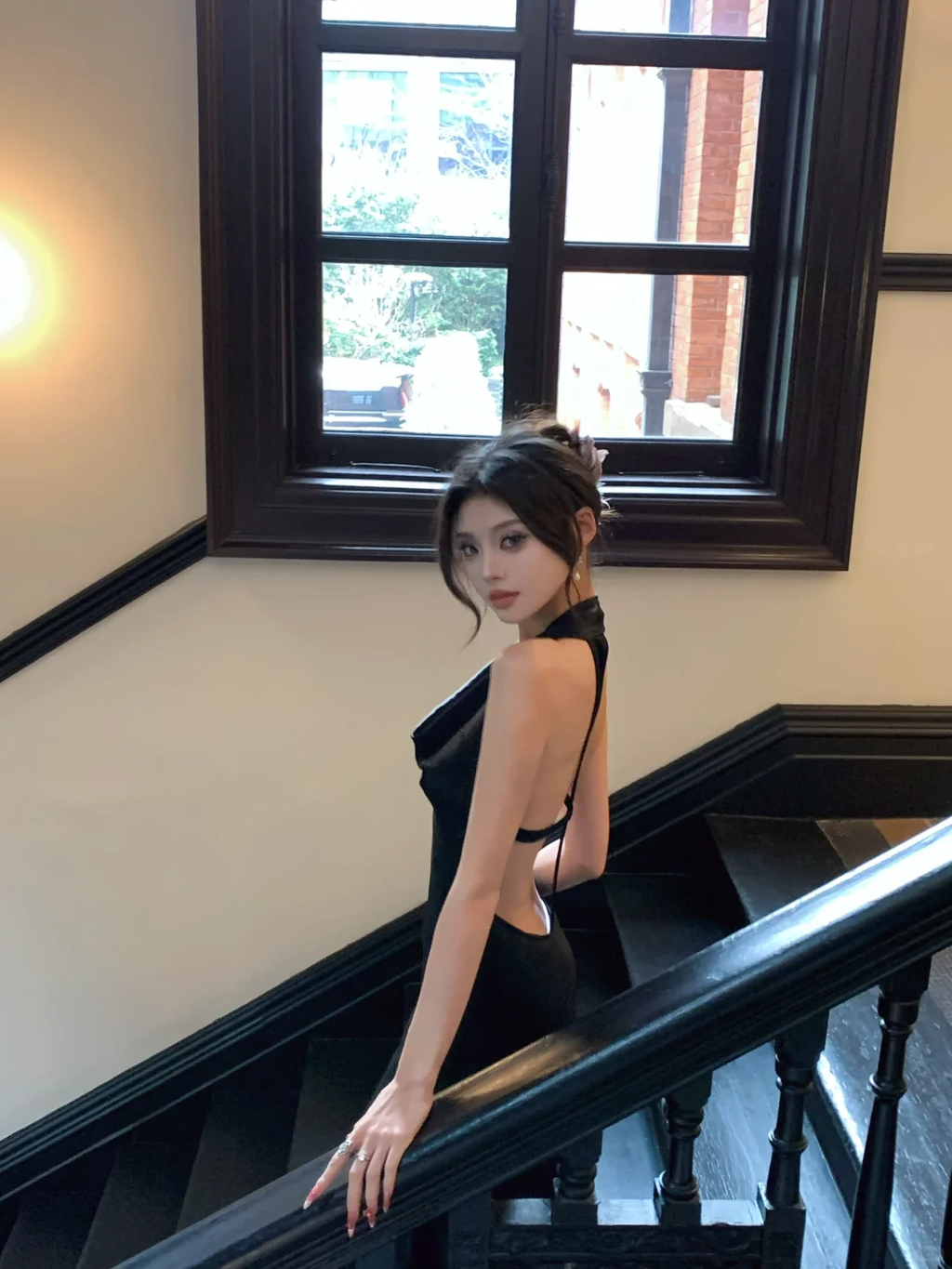 Charming Mermaid Halter Black Satin Backless Long Prom Dress,Party Dress,Evening Dress GG3666