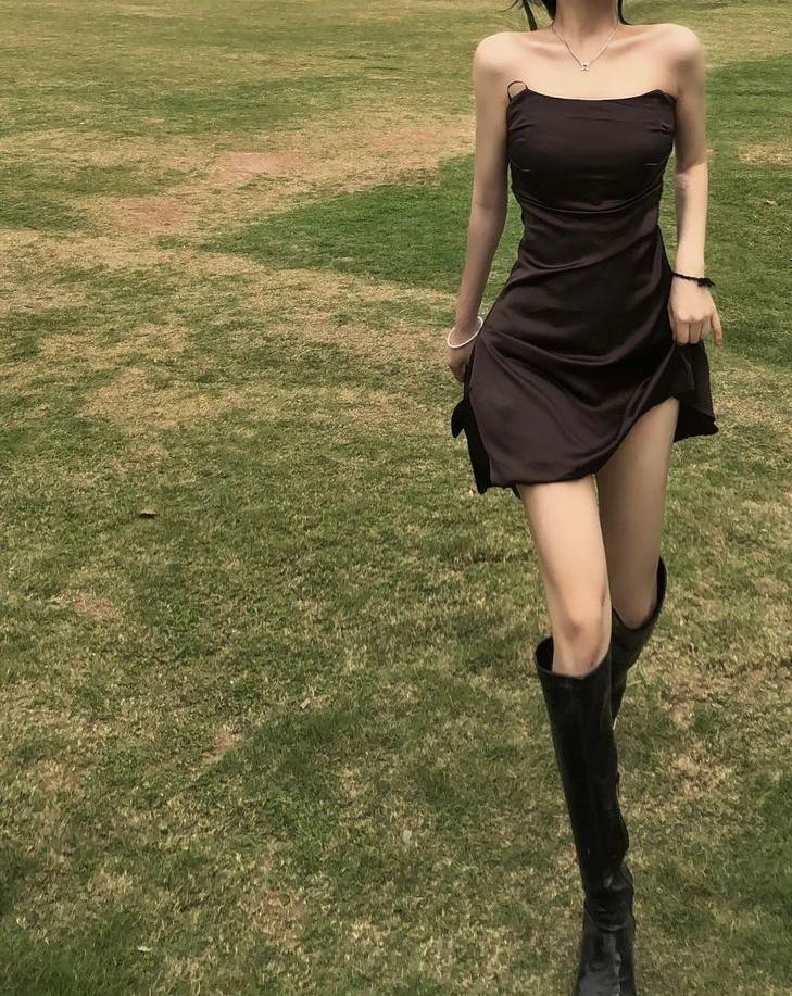 Black A Line Strapless Satin Short Prom Dress,Homecoming Dress,19th Birthday Dress GG3668