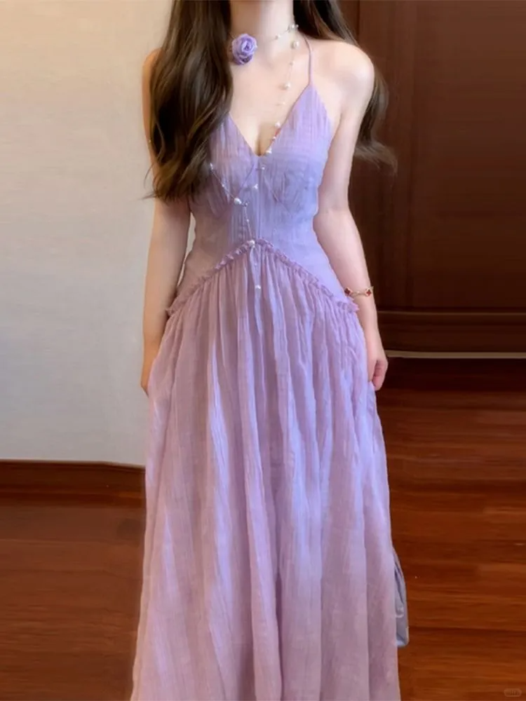 Pretty A Line Halter Lilac Satin Long Prom Dress,Party Dress,Evening Dress GG3670