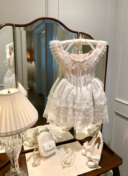 Cute 16th A Line U Neck Lace Short Homecoming Dress,Summer Birthday Dress GG3689