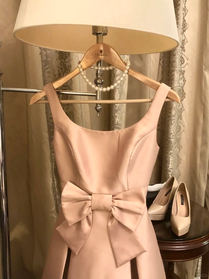 Style Classy A Line Sapghetti Straps Satin With Bow Short Homecoming Dress,Summer Birthday Dress GG3695