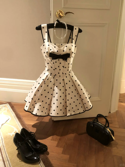 Sweet 16th A Line Square Satin Polka Dots Short Homecoming Dress,Summer Birthday Dress GG3703